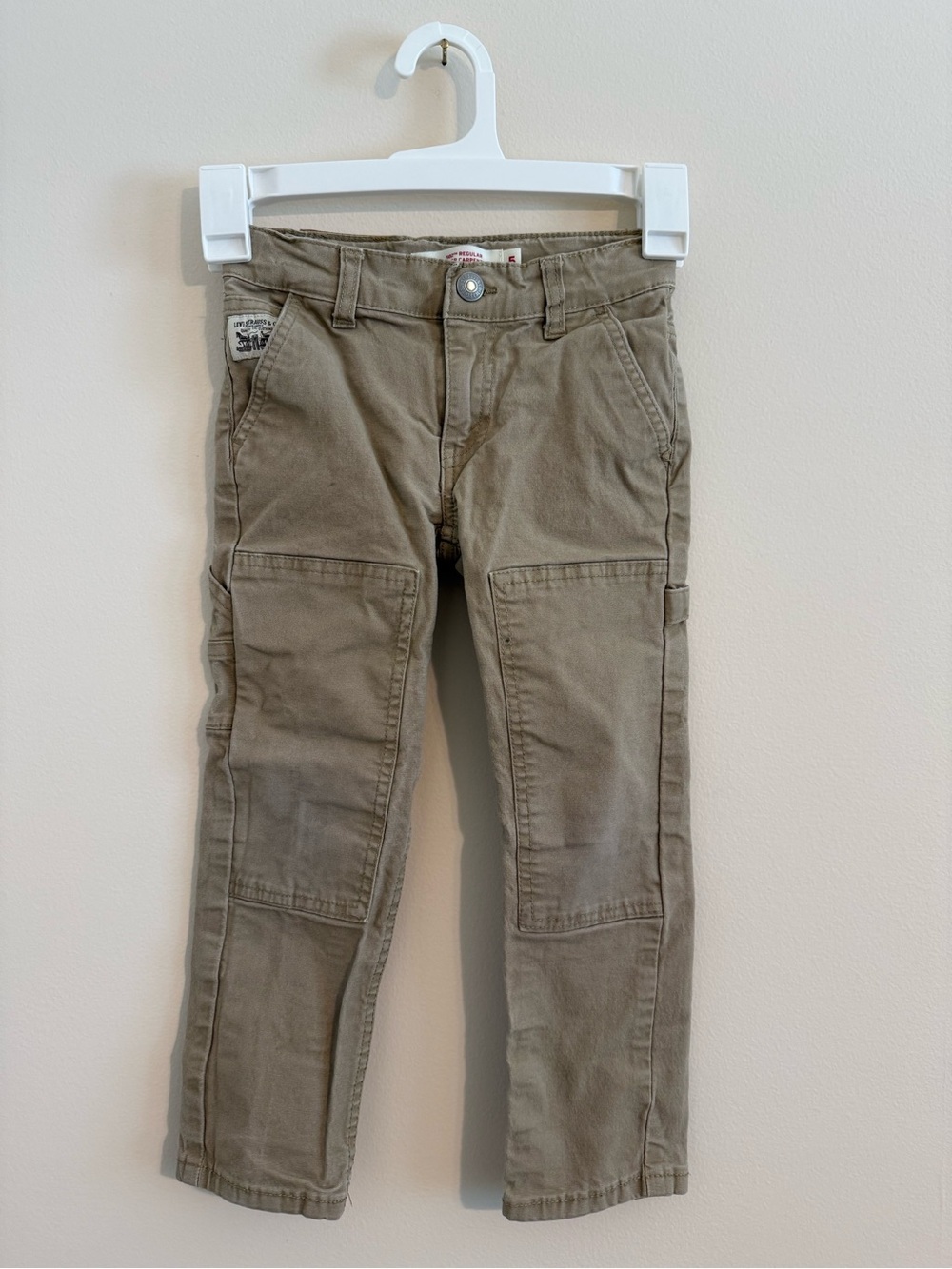Levi's Boys 5 Khaki Double Knee Cargo Pants Casual Workwear Utility Durable